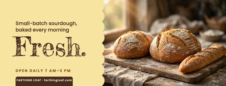 Butter yellow fresh bread bakery Facebook cover template