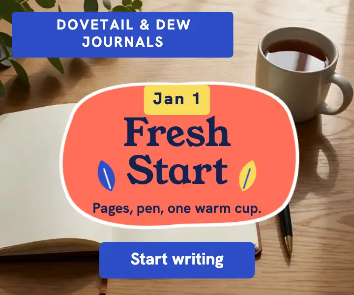 Dovetail & Dew Journals fresh start ad template