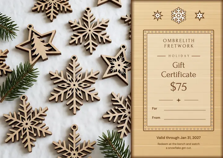 Ombrelith Fretwork holiday gift certificate: holiday gift certificate template