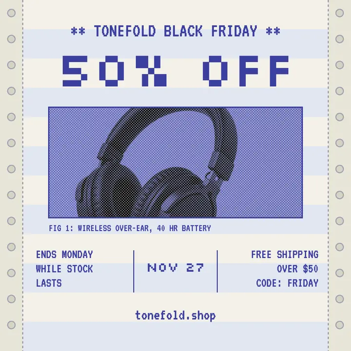 Tonefold Black Friday dot-matrix sale post: black friday sale post template