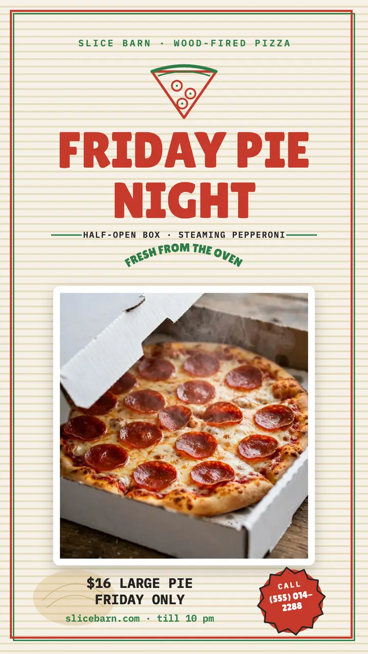 Slice Barn Friday pie night story template