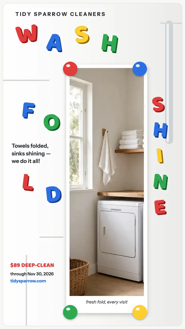 Tidy Sparrow fridge magnet cleaner story template
