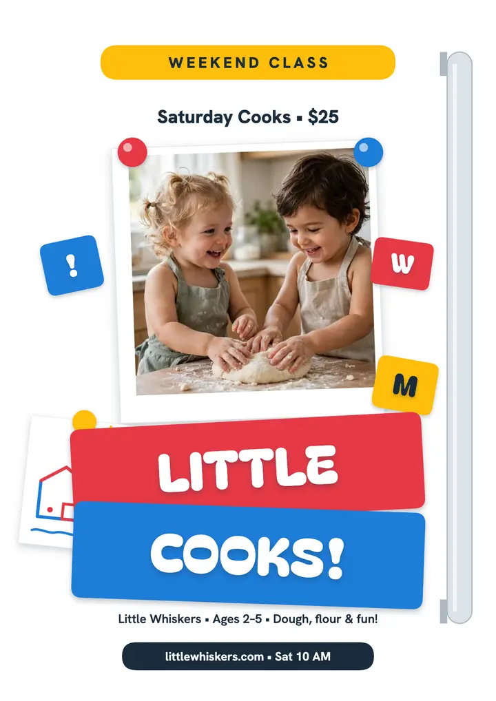 Little Whiskers weekend cooks fridge flyer template