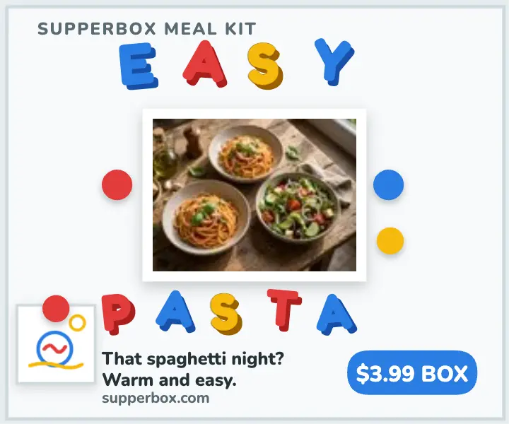 Supperbox easy pasta fridge magnet ad: meal kit fridge magnet ad template