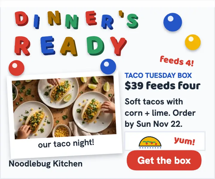 Noodlebug taco night fridge magnet ad template