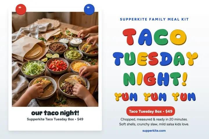 Supperkite taco night fridge magnet postcard template