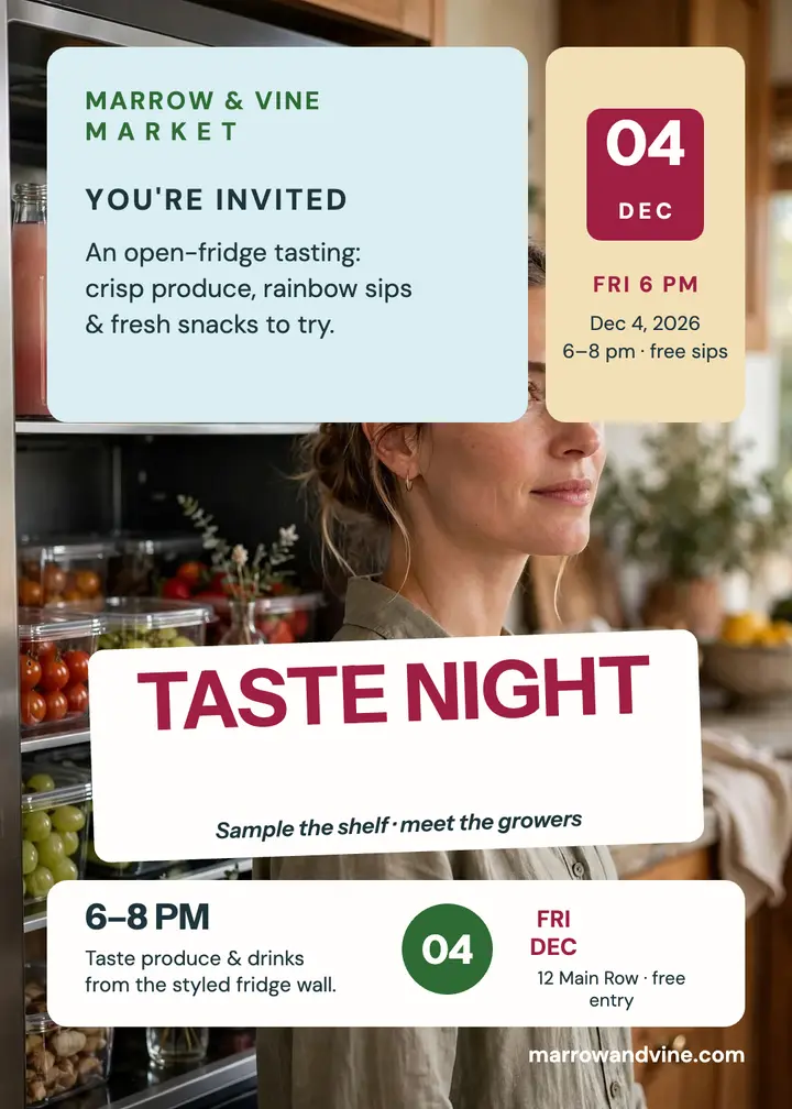 Marrow and Vine tasting night invite template