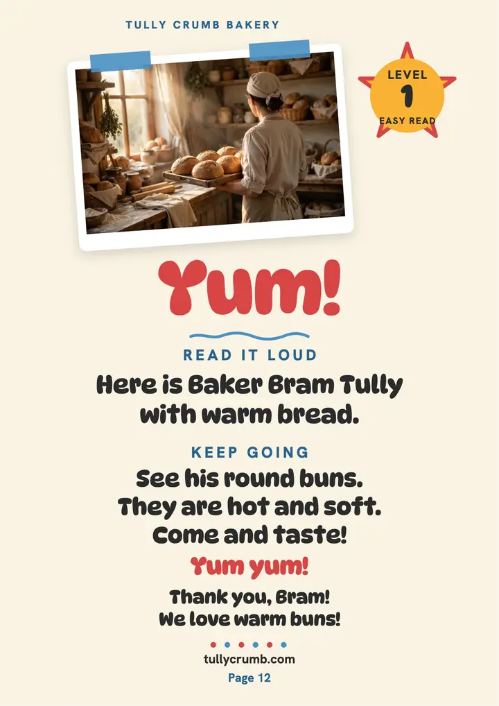 Friendly baker learn to read flyer template