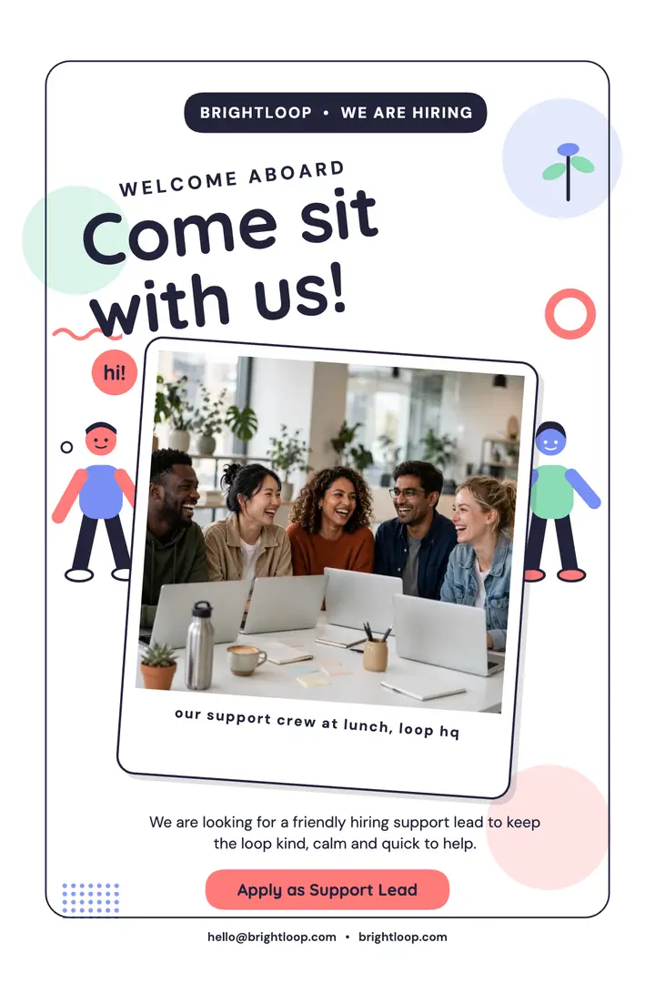Brightloop friendly team hiring poster template