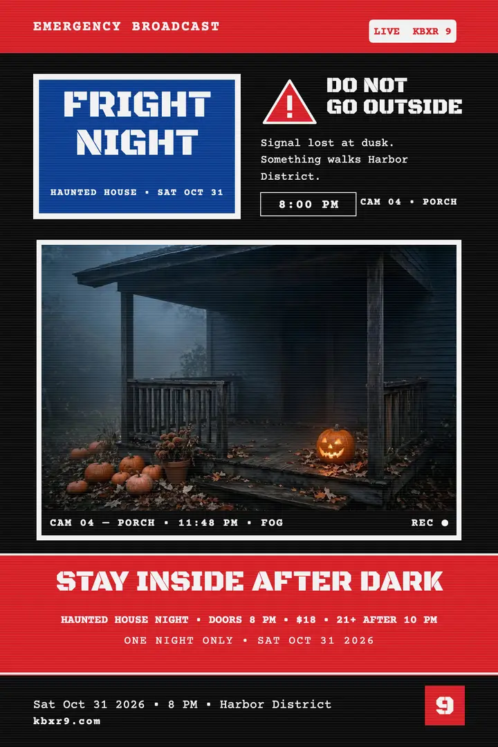 Fright Night haunted house alert poster template