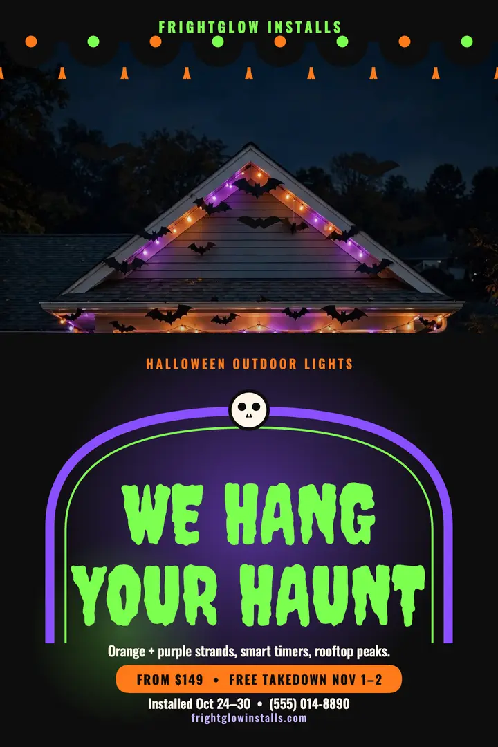 Frightglow Halloween lights install poster template