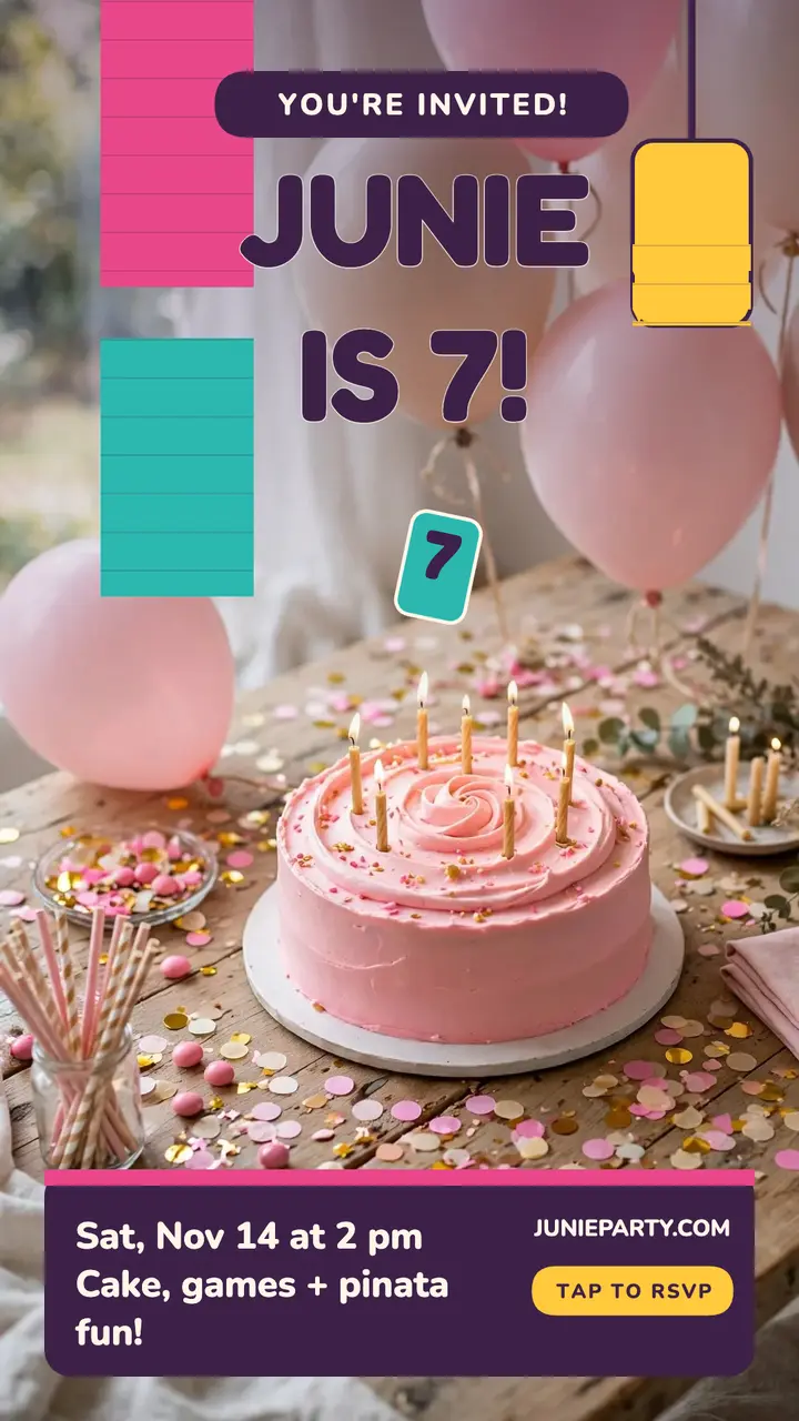 Junie fringe birthday party story template