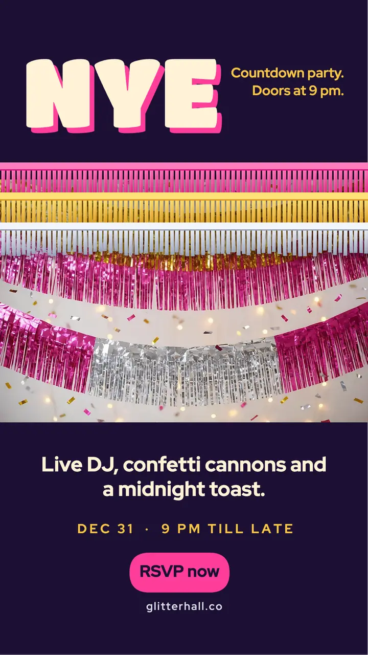 NYE countdown party fringe story template