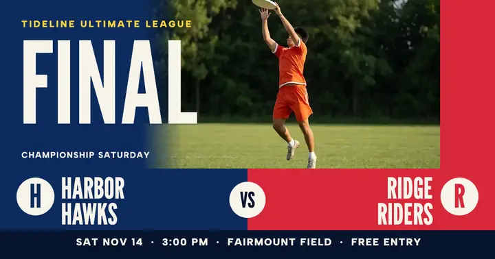 Tideline ultimate league final matchday post template