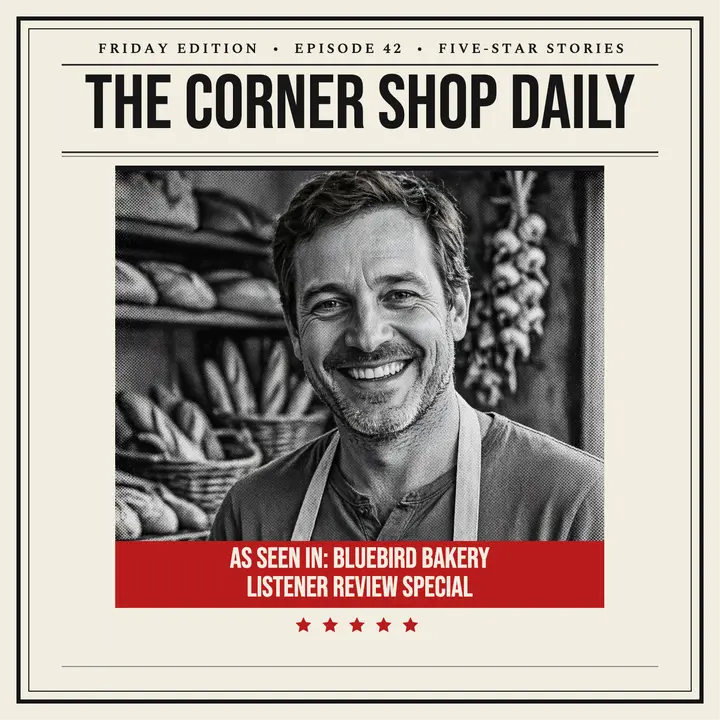 Corner Shop Daily front page podcast cover: podcast cover template