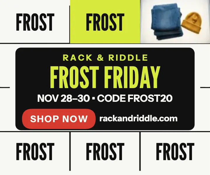 Rack and Riddle Frost Friday sale ad: black friday sale ad template