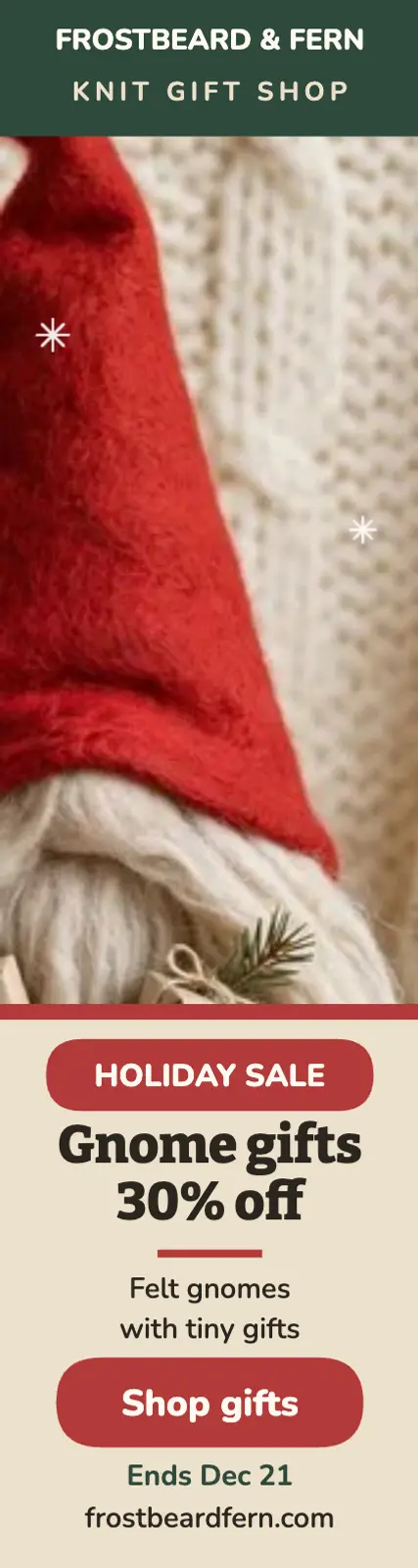 Frostbeard gnome gift holiday sale skyscraper template