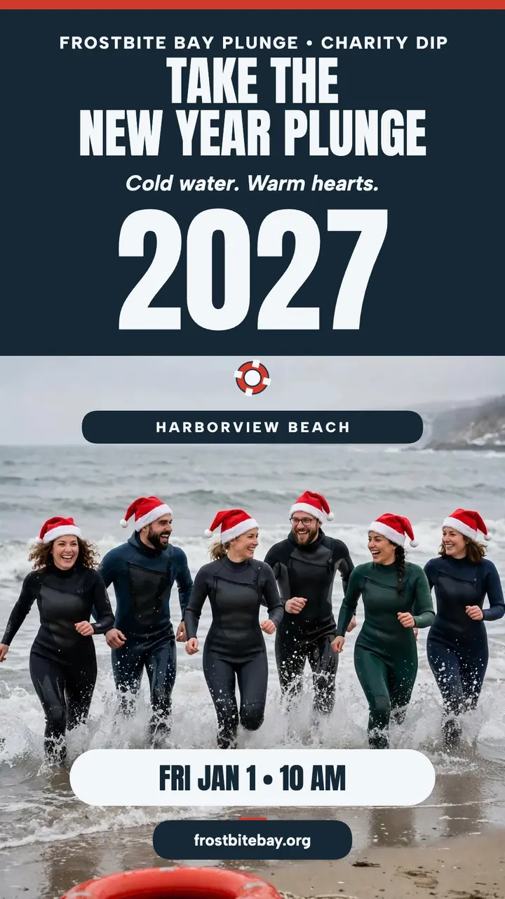 Frostbite Bay New Year plunge story: polar plunge story template