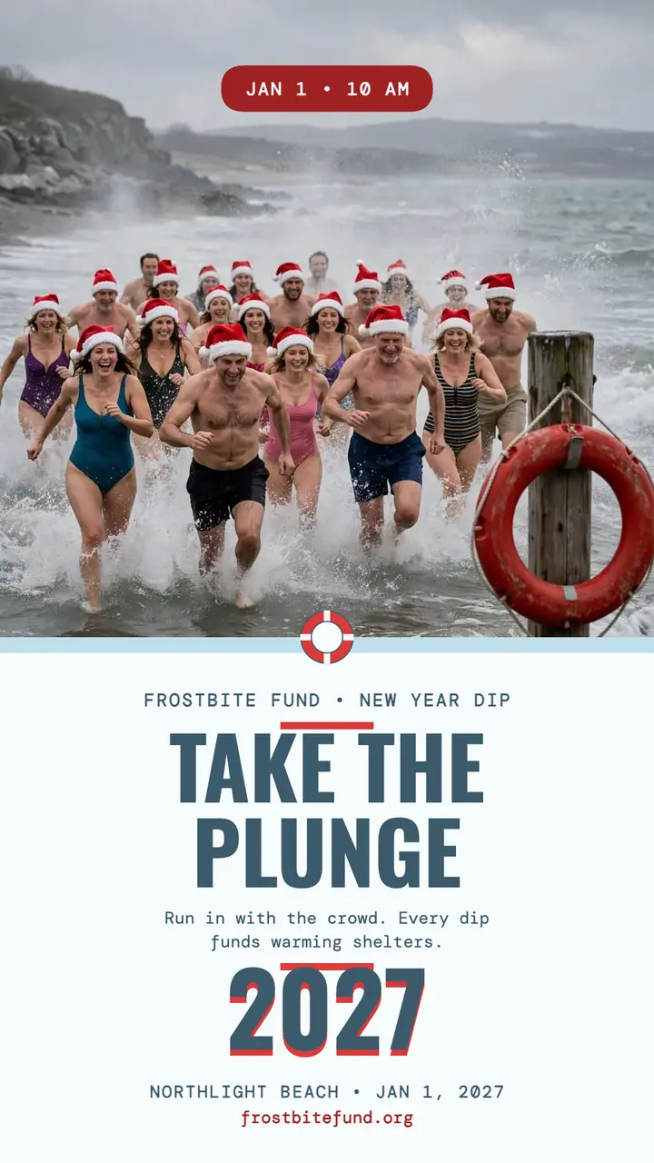 Frostbite Fund New Year plunge story template