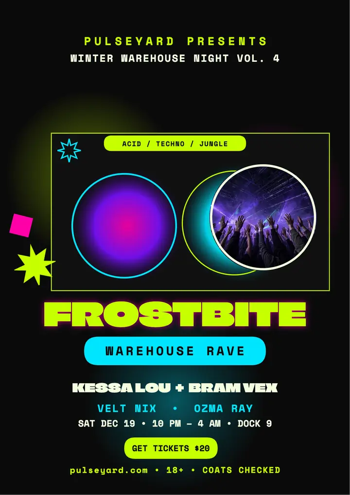 Pulseyard Frostbite warehouse rave flyer template
