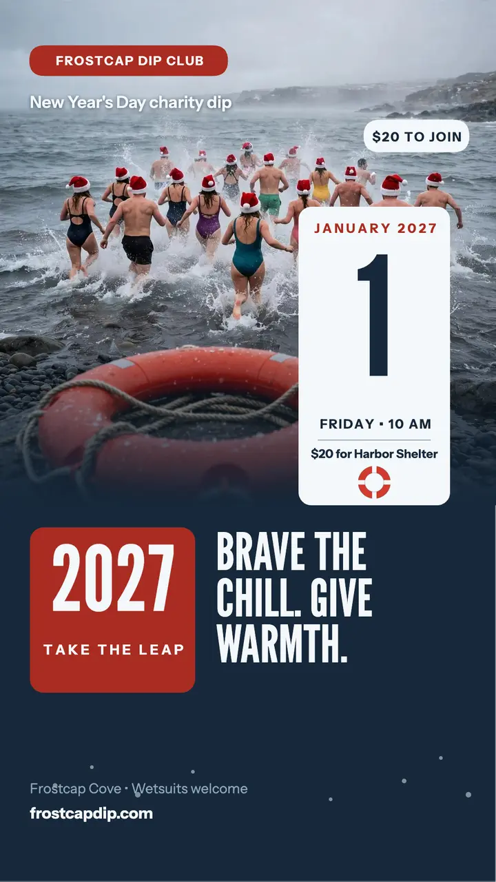 Frostcap Dip Club New Year plunge story template