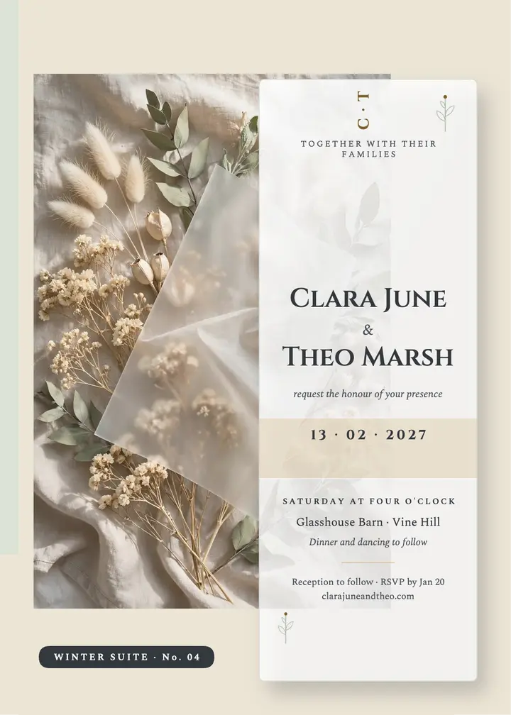 Frosted acrylic winter invitation template