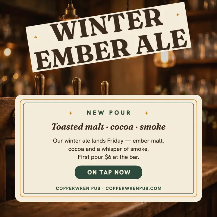 Copperwren winter ale launch post template