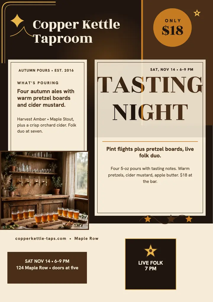 Copper Kettle autumn tasting night flyer template