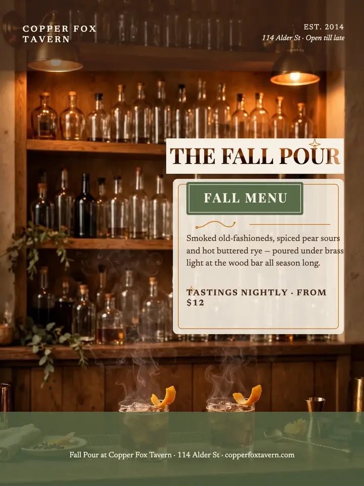 Copper Fox fall pour menu portrait template