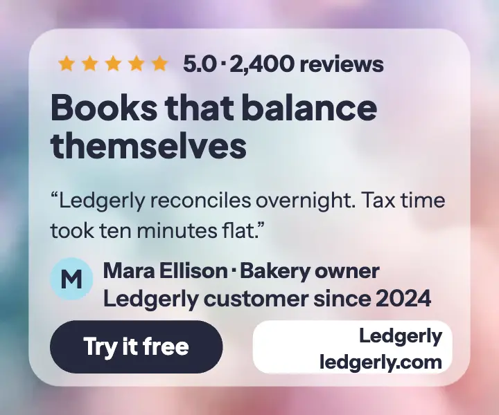 Ledgerly frosted review ad template