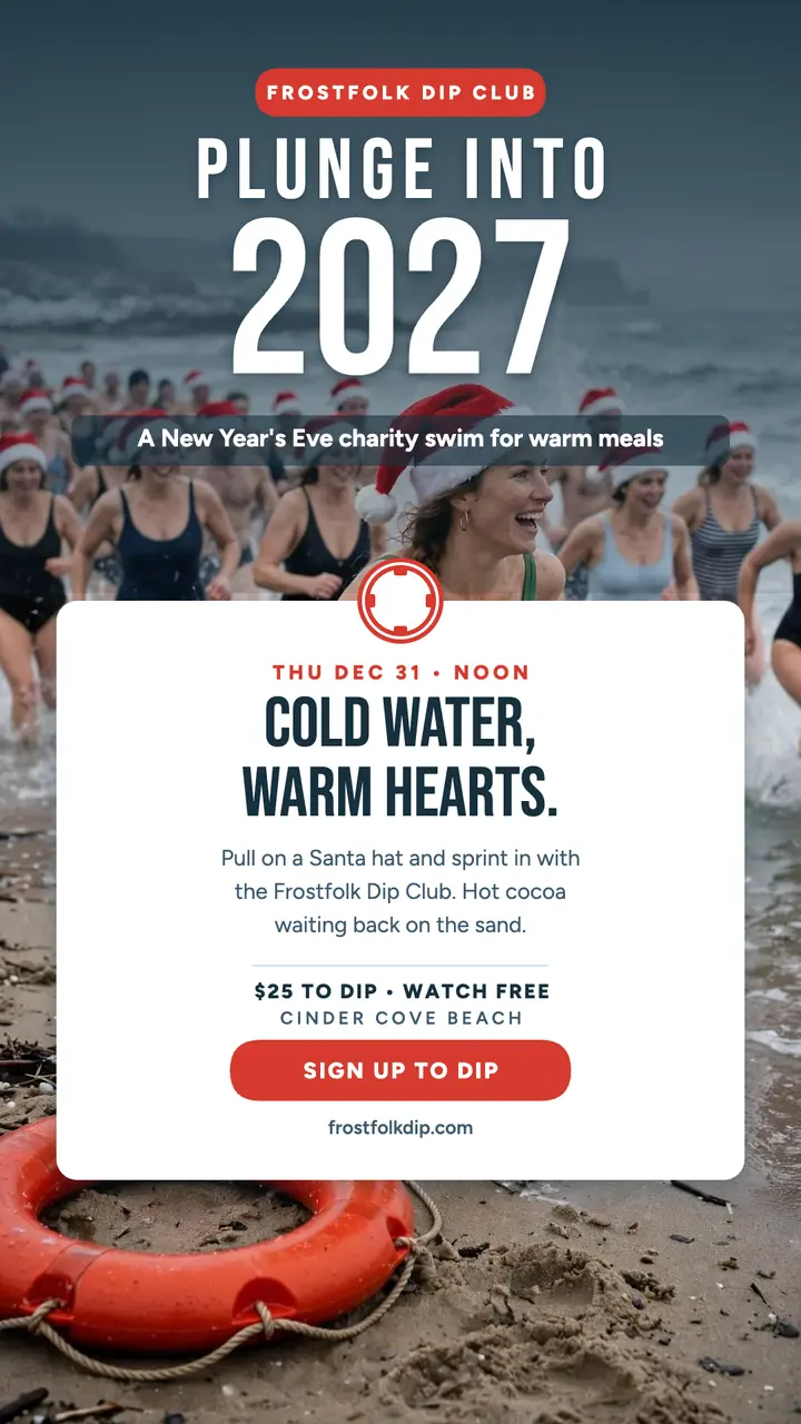 Frostfolk polar dip charity swim story template