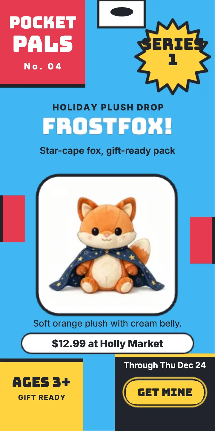 Frostfox pocket pals holiday ad template