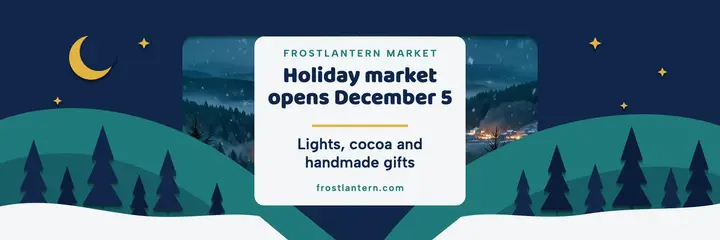 Frostlantern holiday market papercut header: holiday market x header template