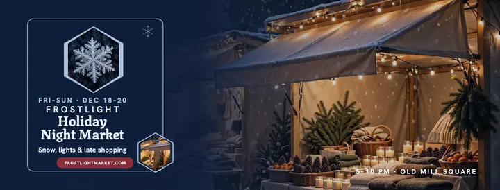 Frostlight holiday night market cover template