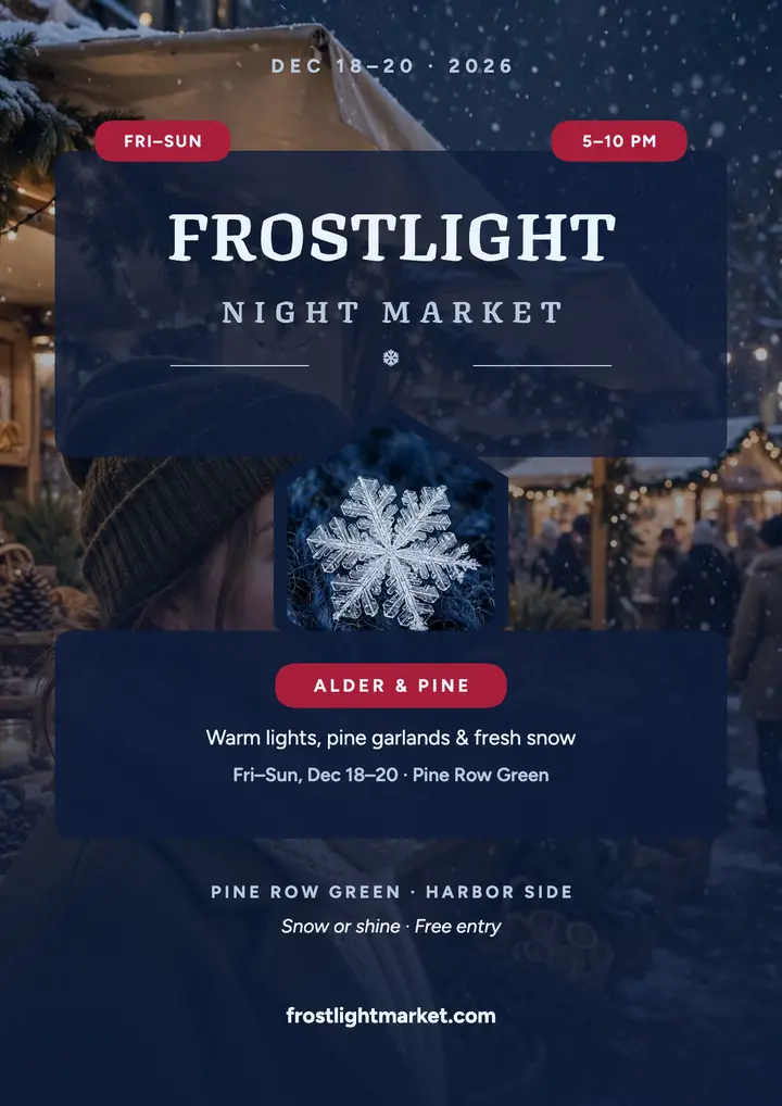 Frostlight Market holiday night flyer template