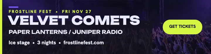 Frostline Fest winter lineup billboard: winter music festival billboard template