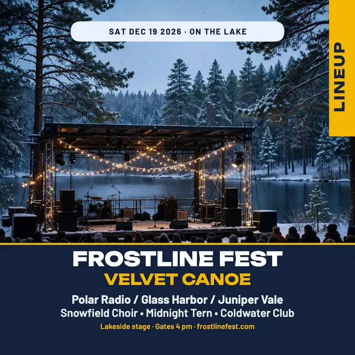 Frostline Fest winter lineup post: winter fest lineup post template