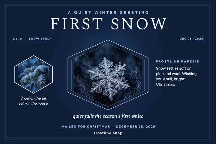 Frostline first snow Christmas postcard template