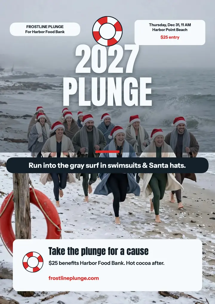 Frostline Plunge New Year flyer template