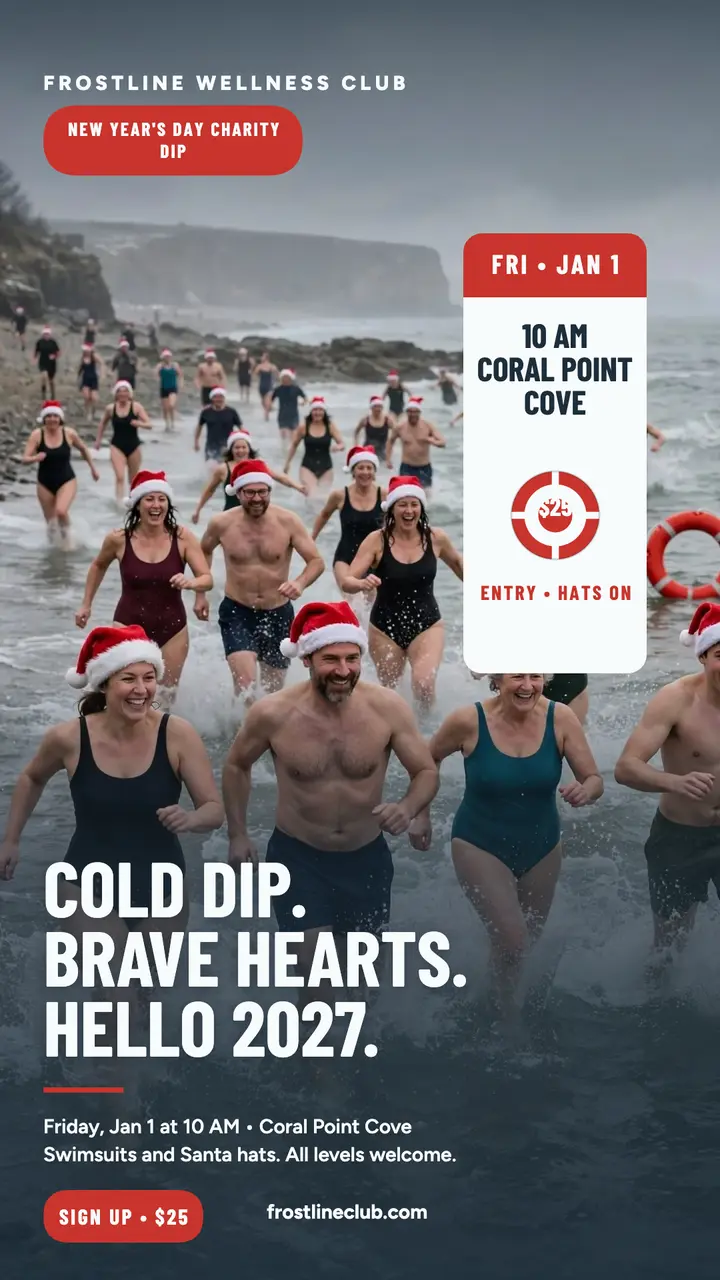 Frostline New Year polar plunge story template