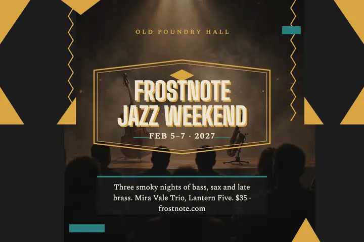 Frostnote winter jazz weekend postcard template