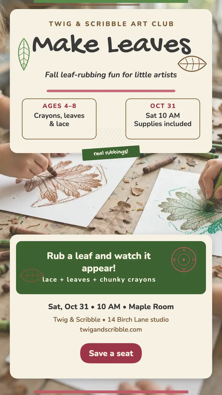 Twig and Scribble leaf rubbing class story template