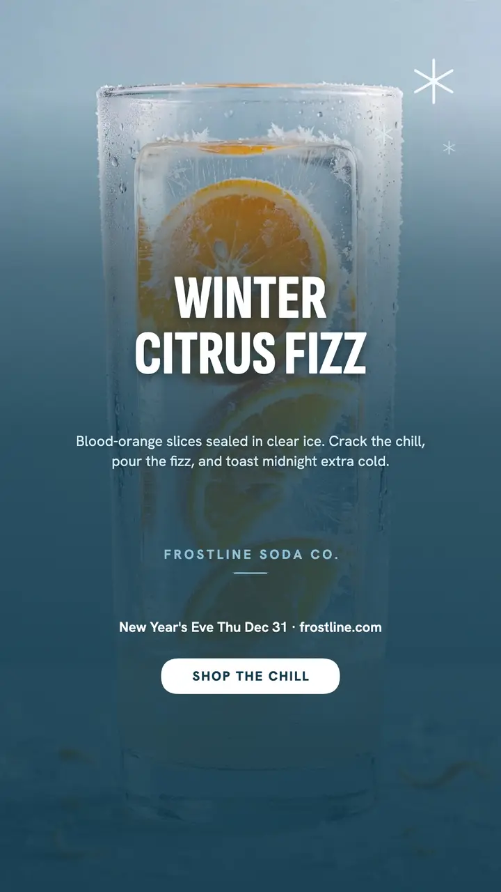 Winter Citrus Fizz frozen New Year story template