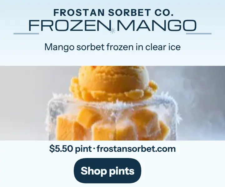 Frostan frozen mango sorbet ice ad template