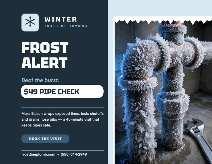 Frostline frozen pipe check flyer template