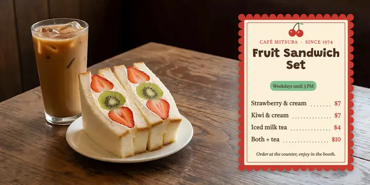 Cafe Mitsuba fruit sandwich set X post template