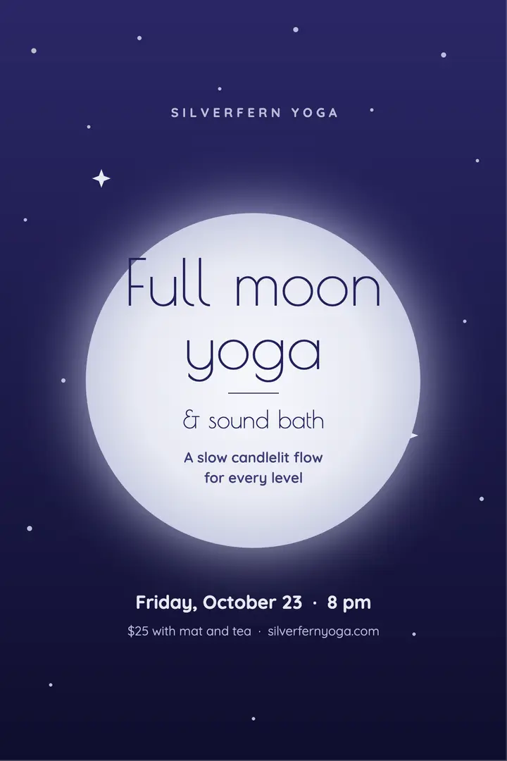 Full moon yoga poster template