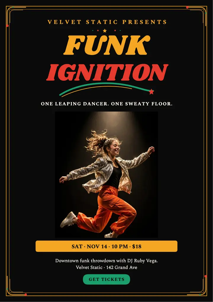 Funk Ignition dancer club flyer template
