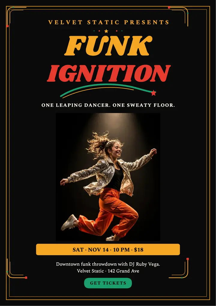 Funk Ignition dancer club flyer template