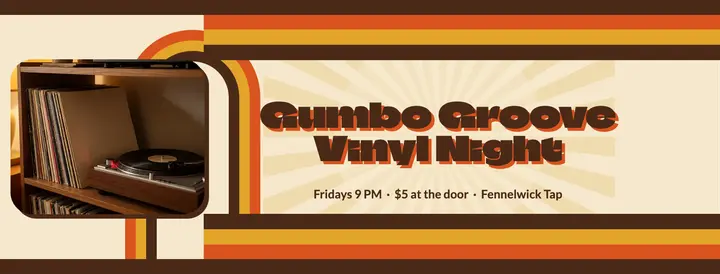 Gumbo Groove vinyl night Facebook cover template